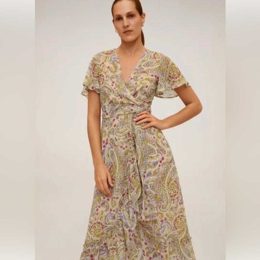 Mango Paisley Wrap Maxi Dress Small